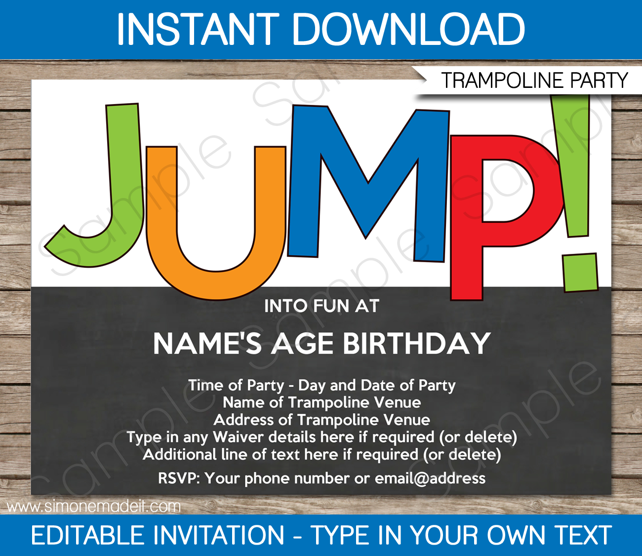 Trampoline Party Invitations Template - Boys in Free Printable Trampoline Birthday Party Invitation Template Free