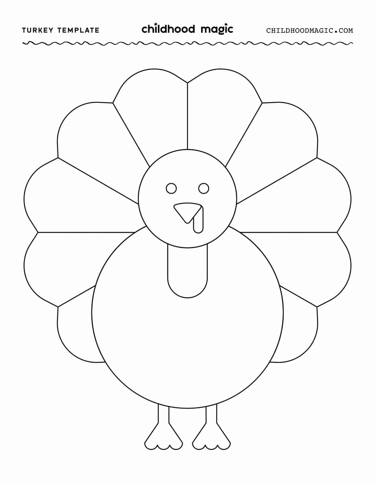 Turkey Template - Childhood Magic for Simple Turkey Template Printable