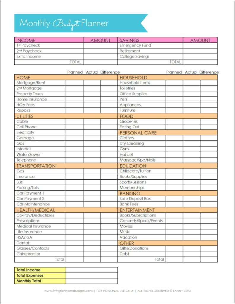 Use A Printable Budget Worksheet To Organize Your Finances within Home Budget Template Printable