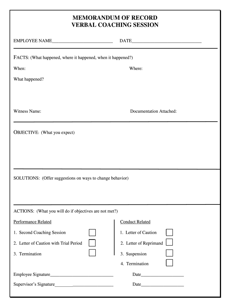 Verbal Coaching Template - Fill Online, Printable, Fillable, Blank with Printable Coaching Form Template