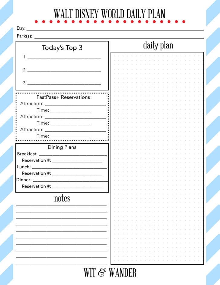 Printable Disney Planner Template