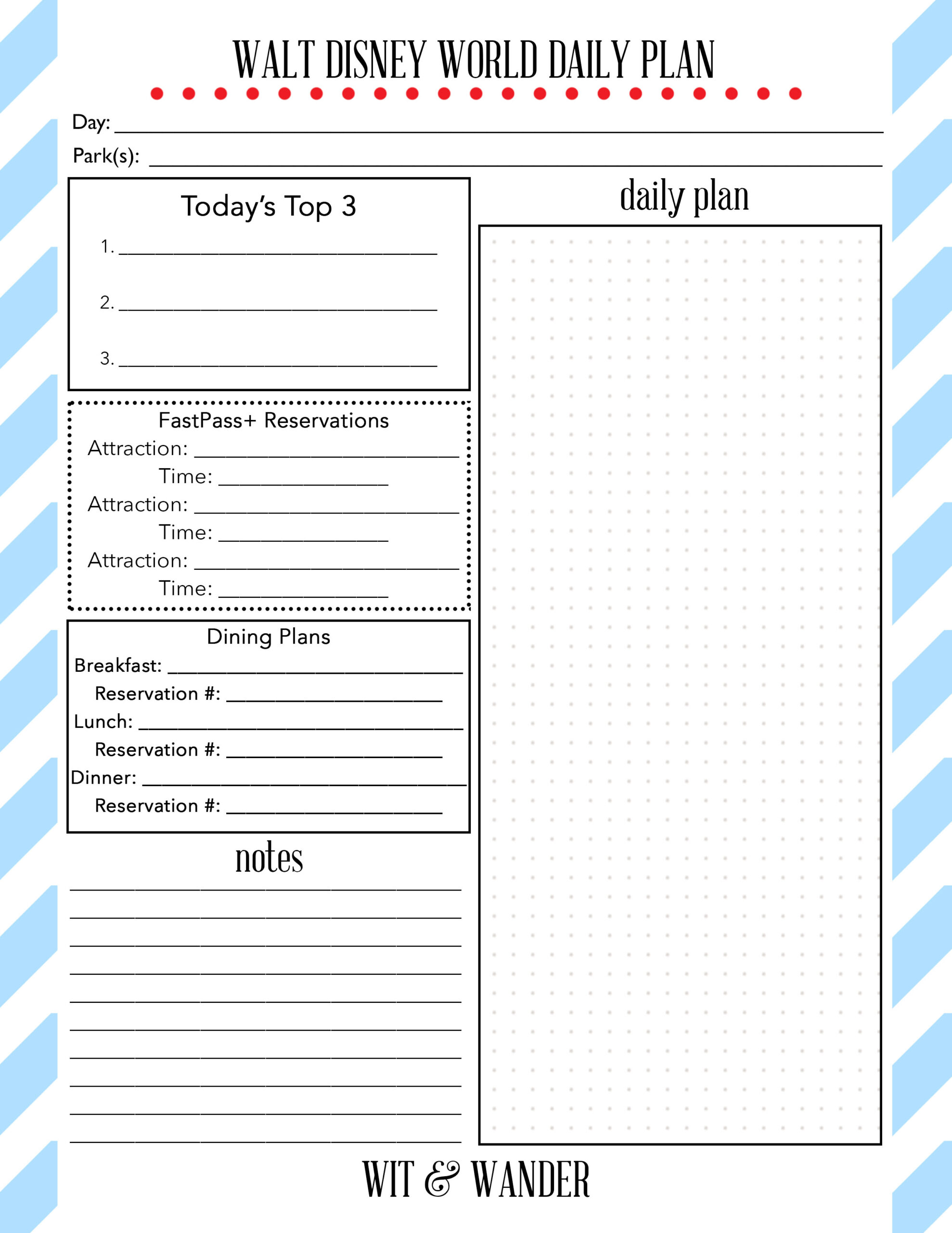 Walt Disney World Free Printables - Our Handcrafted Life pertaining to Printable Disney Planner Template