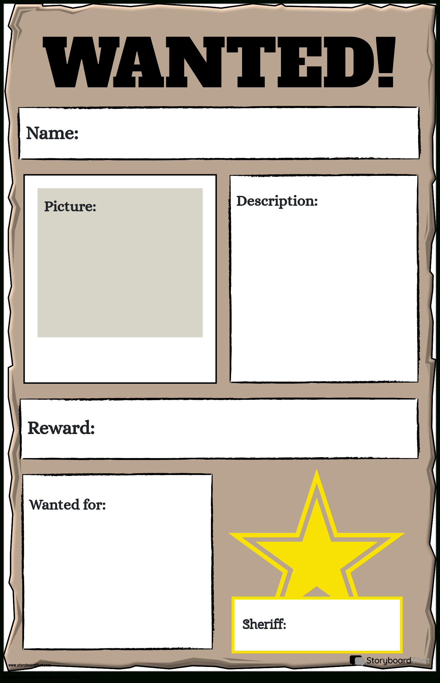 Wanted Poster Maker: Free Templates For Custom Wanted Poster in Wanted Poster Template Printable