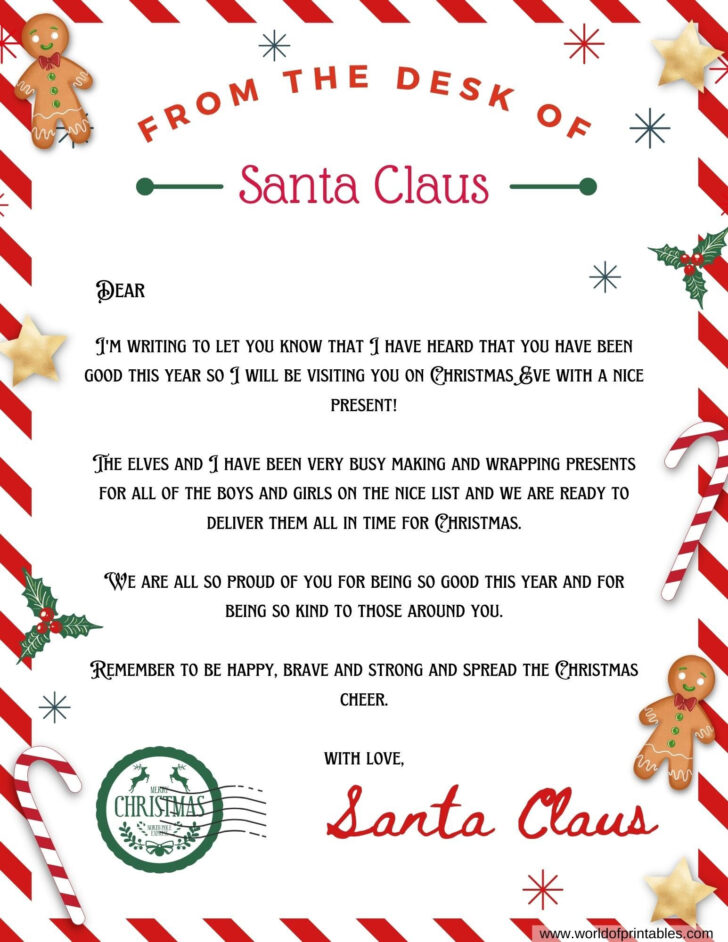 Father Christmas Reply Letter Templates