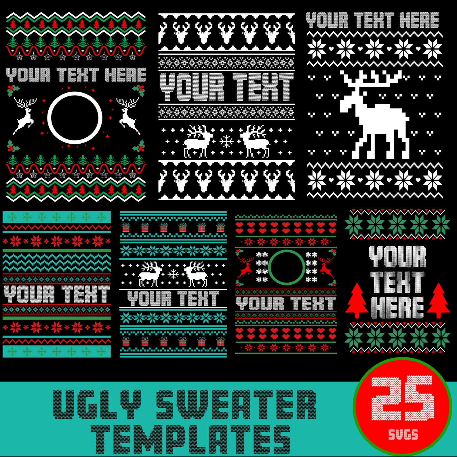 25 Weihnachten Ugly Sweater Vorlagen, Ugly Sweater Svg, Bundle Svg pertaining to Christmas Sweater Templates