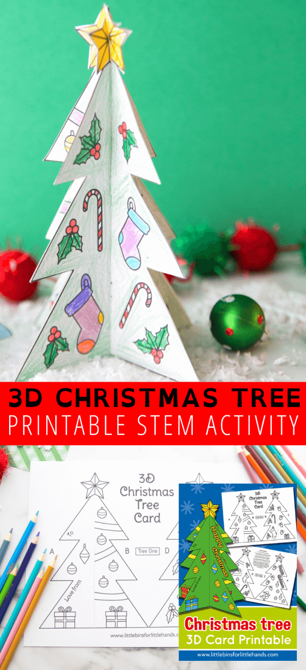 3D Christmas Tree Template - Little Bins For Little Hands inside Free Printable 3D Christmas Tree Templates