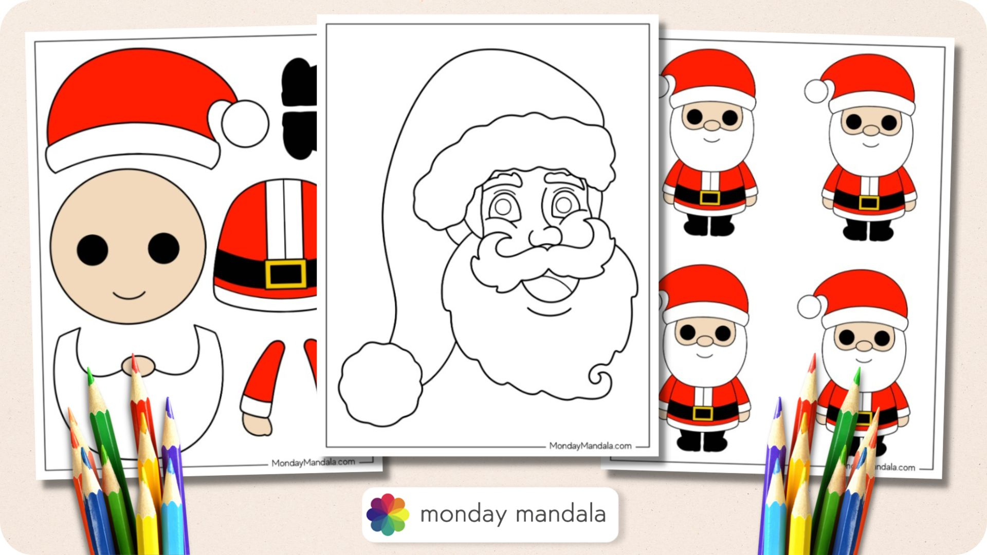 66 Santa Templates (Free Pdf Printables) within Father Christmas Face Templates