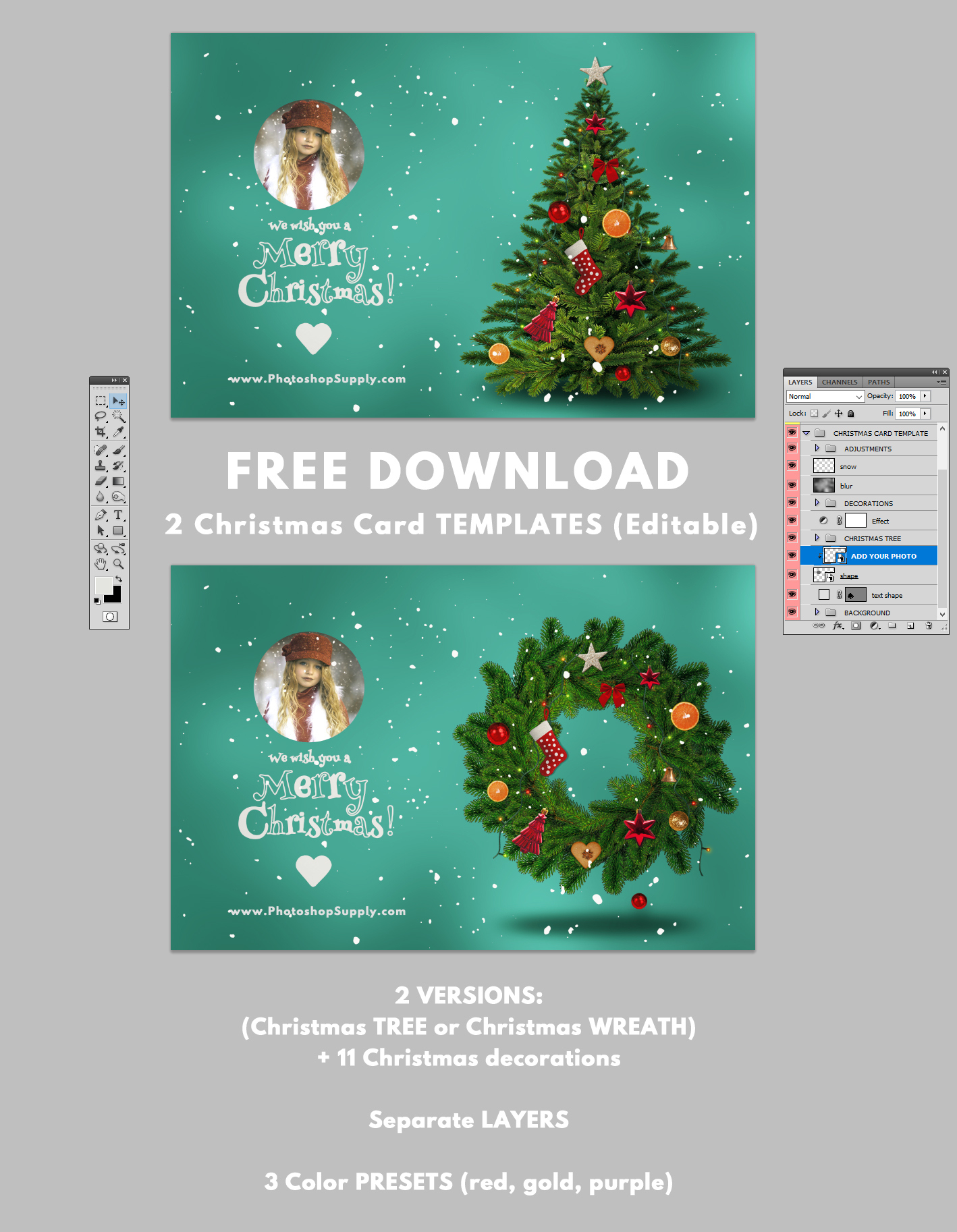 Christmas Card Templates For Photoshop - Photoshop Supply for Photoshop Christmas Card Templates Free Download