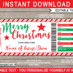 Christmas Concert Ticket Gift Voucher Template | Surprise Concert Inside Free Printable Christmas Ticket Templates