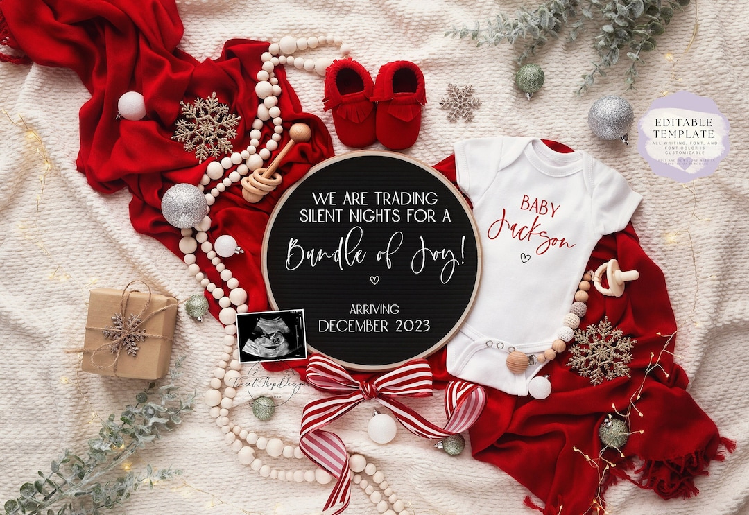 Christmas Digital Pregnancy Announcement Baby Announcement Gender with Blank Pregnancy Announcement Templates Christmas