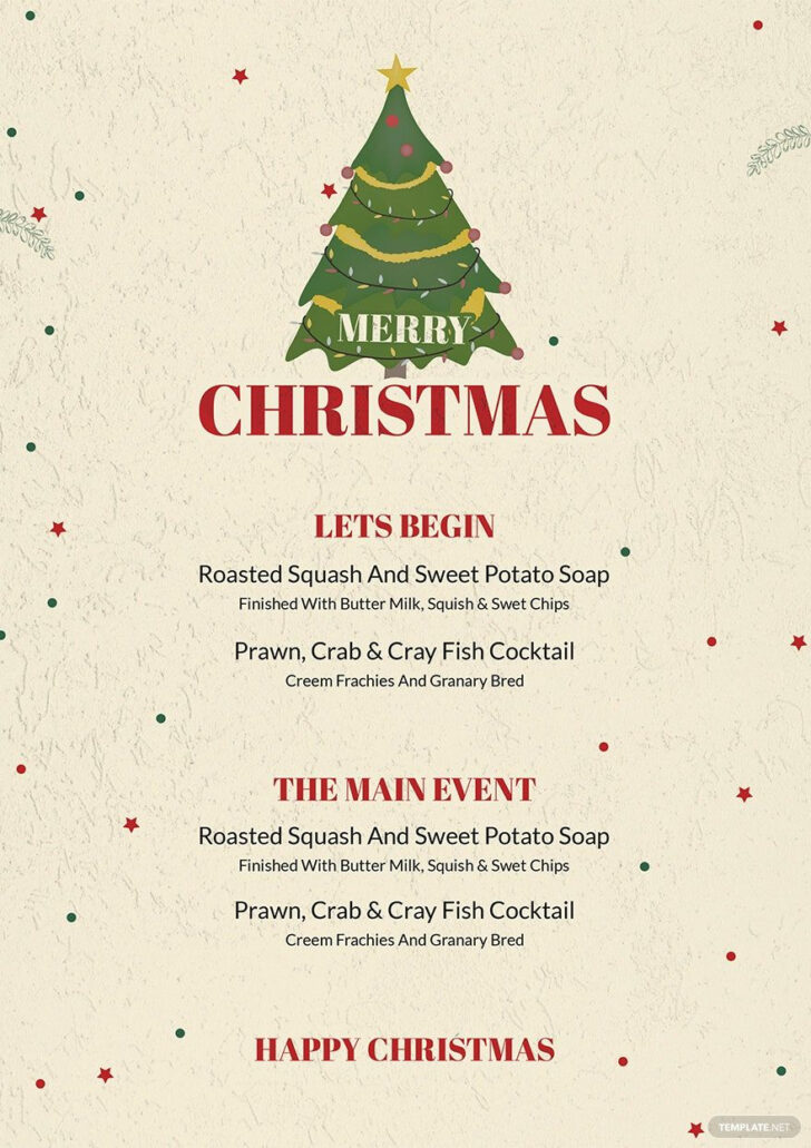 Christmas Day Menu Templates Free