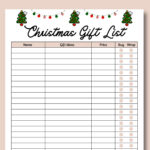 Christmas Gift List Editable Fillable Pdf Printable Christmas In Christmas Templates List