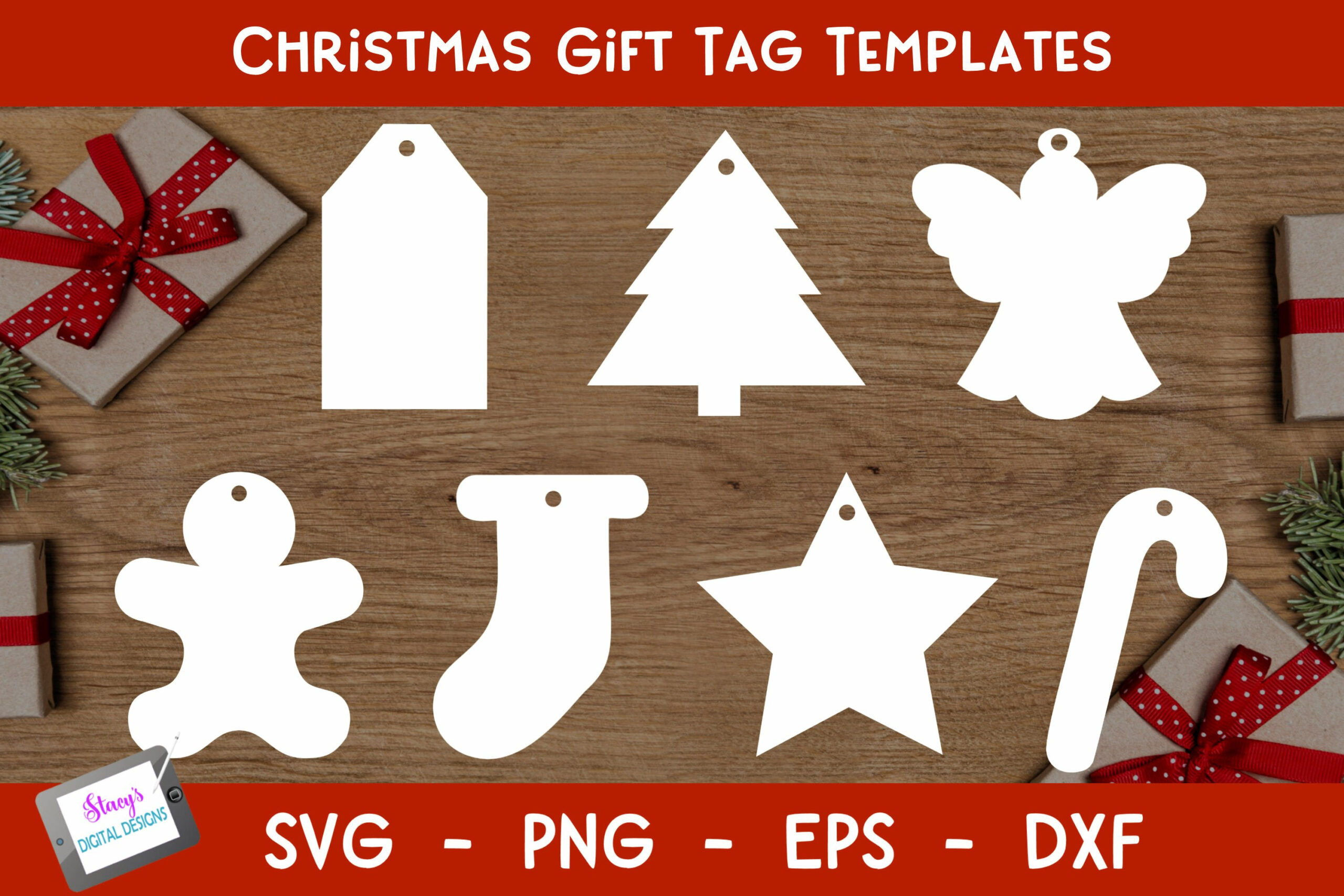 Christmas Gift Tag Bundle | 7 Blank Christmas Tag Shapes inside Christmas Tag Templates