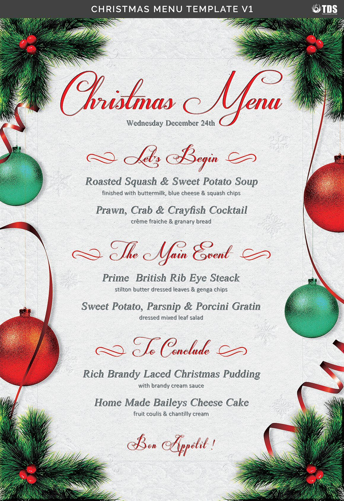 Christmas Menu Template V1 within Christmas Menu Templates Free