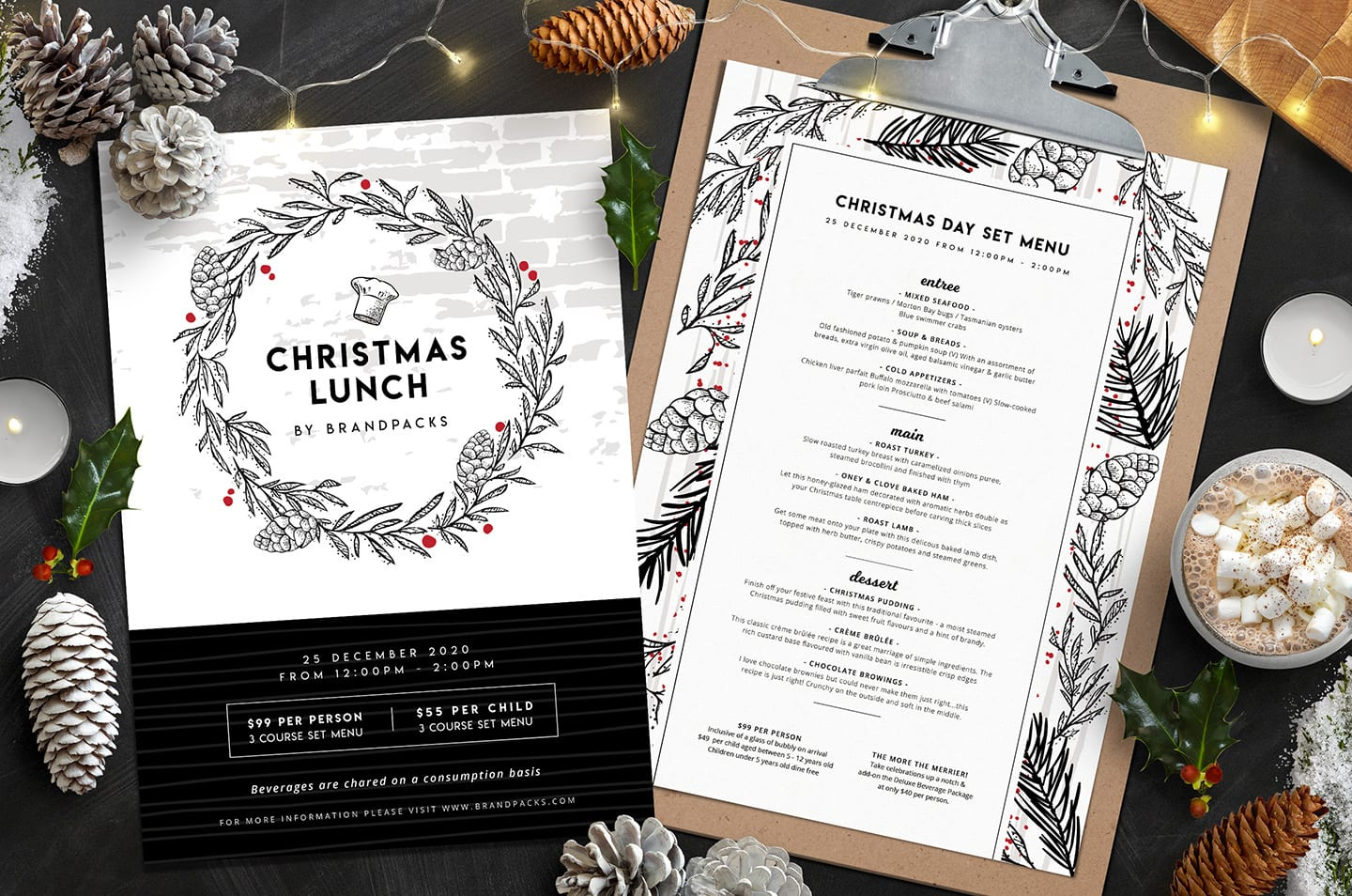 Christmas Menu Templates In Psd, Ai &amp;amp; Vector - Brandpacks with Christmas Day Menu Templates Free