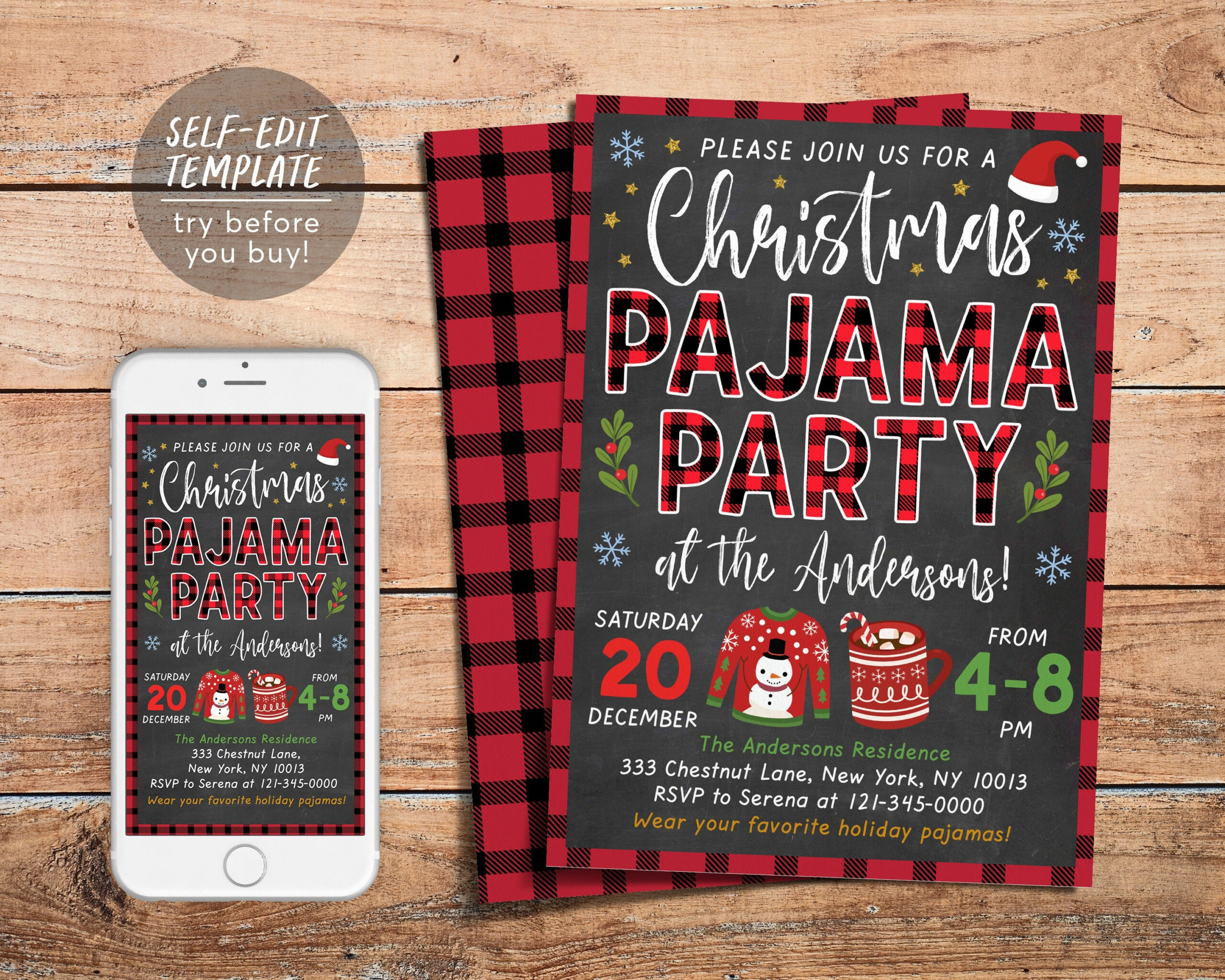 Christmas Pajama Kirby Party Template within Christmas Pajama Party Invitation Templates Free