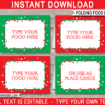 Christmas Party Food Labels Template   Red & Green In Christmas Labels Templates