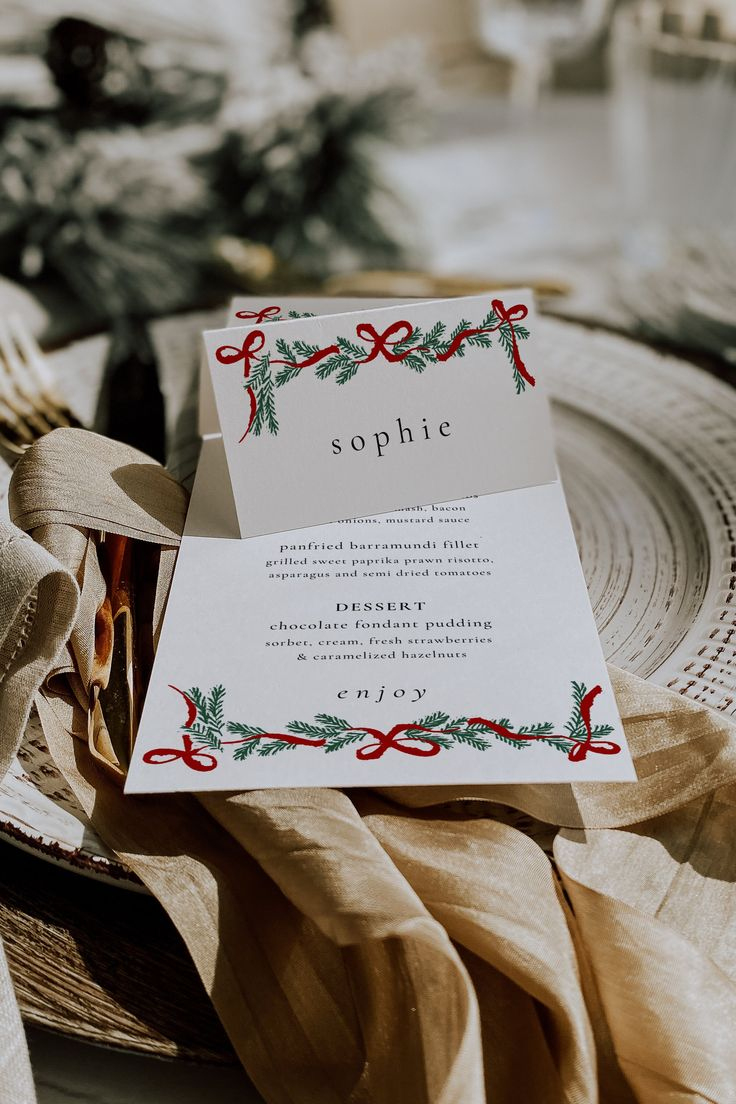 Christmas Place Cards Template, Holiday Party Seating Card, Food within Christmas Place Setting Cards Templates