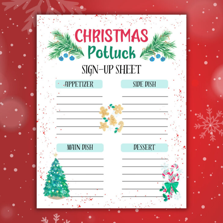 Christmas Sign Up Sheet Templates