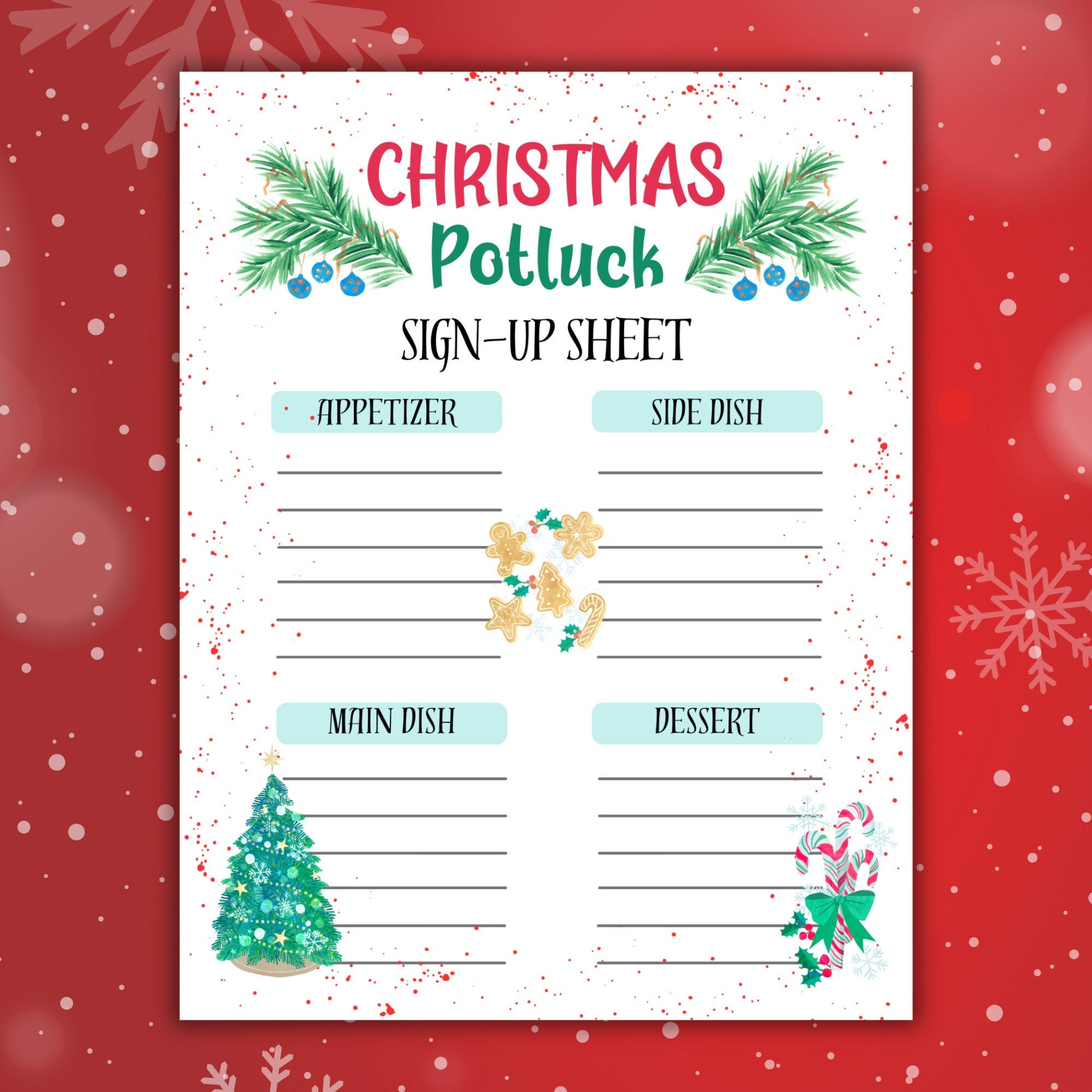 Christmas Potluck Sign Up Sheet, Potluck Sign Up Sheet, Potluck within Christmas Sign Up Sheet Templates