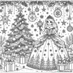 Coloring Page Of A Princess For A Magical Christmas Download Or Regarding Christmas Coloring Templates