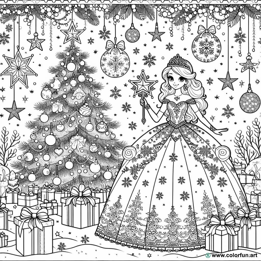 Coloring Page Of A Princess For A Magical Christmas Download Or regarding Christmas Coloring Templates