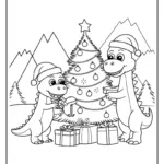 Dinosaur Christmas Coloring Pages (8 Free Printables)   Cute With Christmas Coloring Templates