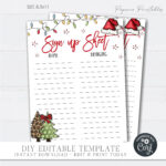 Editable Christmas Potluck Sign Up Sheet, Potluck Sign Up Sheet Regarding Christmas Sign Up Sheet Templates