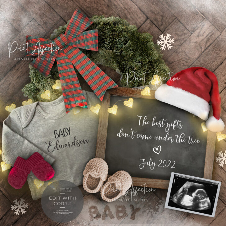 Blank Pregnancy Announcement Templates Christmas