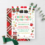 Editable Invitation, Christmas Pajama Party Invitation, Holiday Regarding Christmas Pajama Party Invitation Templates Free