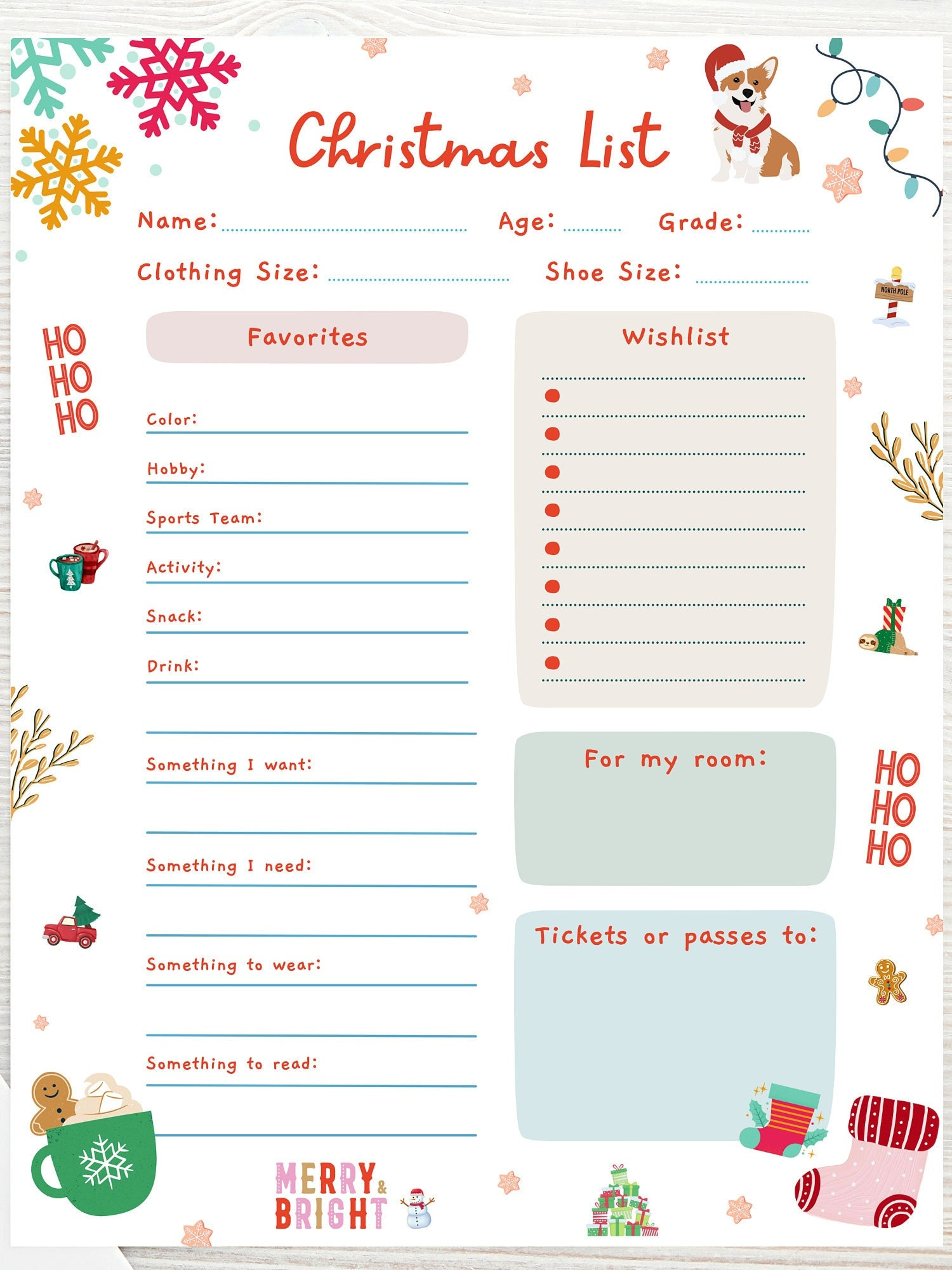 Editable Kids Christmas Wish List, Printable Gift Wish List inside Childrens Christmas List Templates