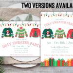 Editable Ugly Sweater Holiday Invitation Winter Invite Printable Inside Ugly Christmas Sweater Invitation Templates