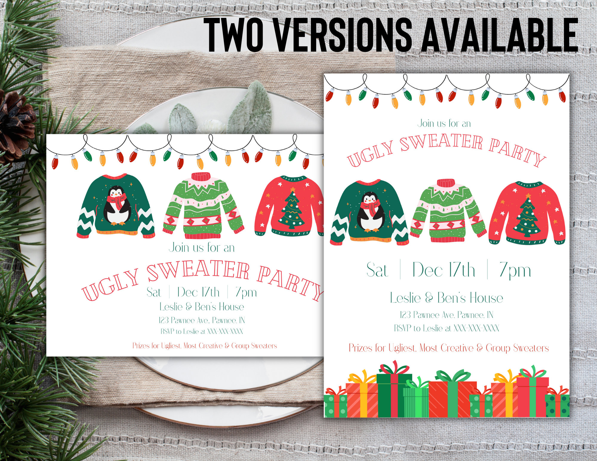 Editable Ugly Sweater Holiday Invitation Winter Invite Printable inside Ugly Christmas Sweater Invitation Templates