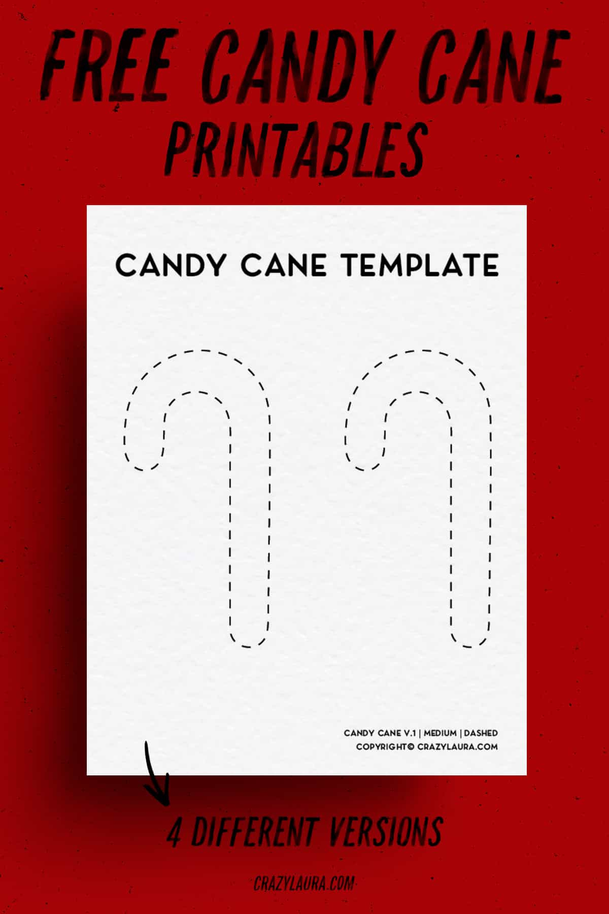 Free Candy Cane Template &amp;amp; Printable Shape Outlines - Crazy Laura for Free Printable Candy Cane Template