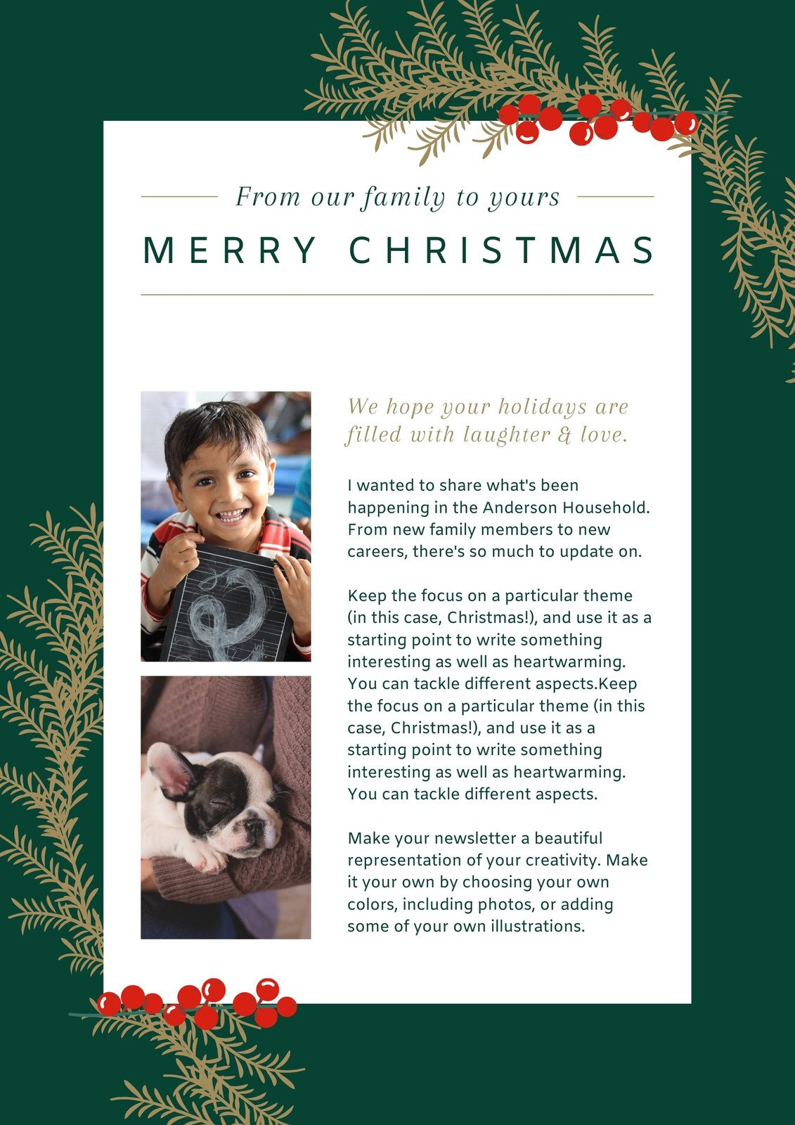 Free Custom Printable Christmas Newsletter Templates | Canva inside Free Christmas Newsletter Templates