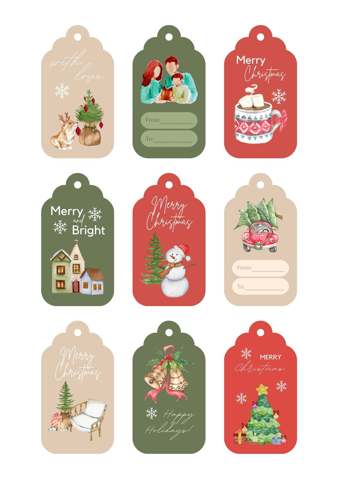 Free Custom Printable Christmas Tag Templates | Canva for Editable Tag Templates Free Christmas Gift Tags