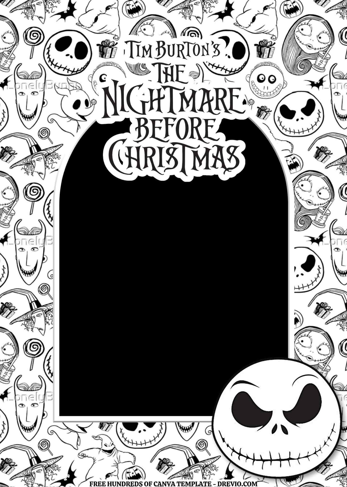 Free Editable – 18 The Nightmare Before Christmas Canva Templates inside Nightmare Before Christmas Templates