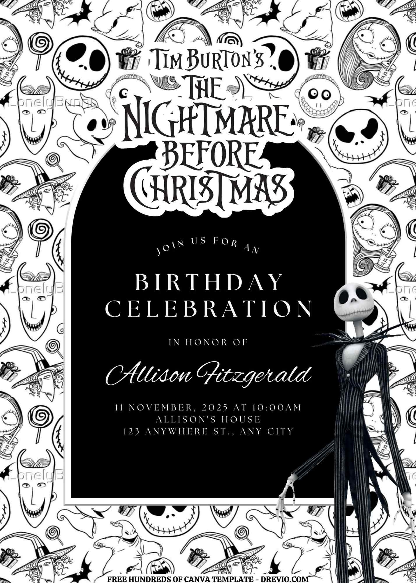 Free Editable - 18 The Nightmare Before Christmas Canva Templates pertaining to Nightmare Before Christmas Invitations Templates Free