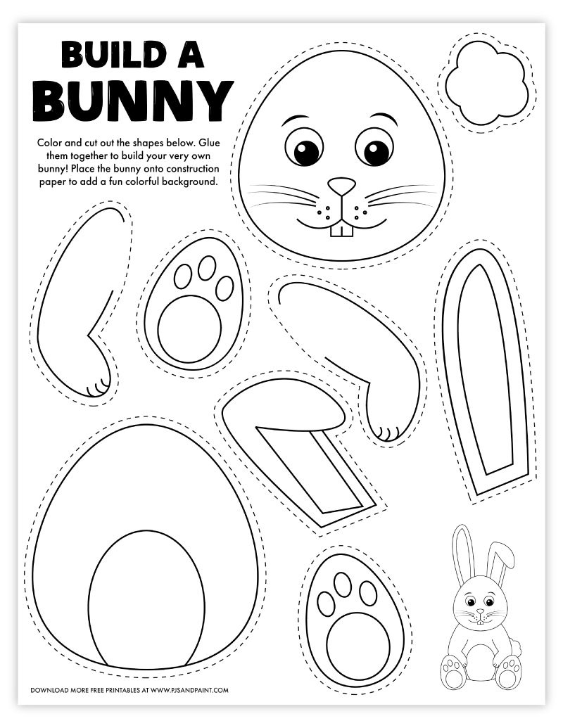 Free Printable Build A Bunny Coloring Page throughout Bunny Template Free Printable