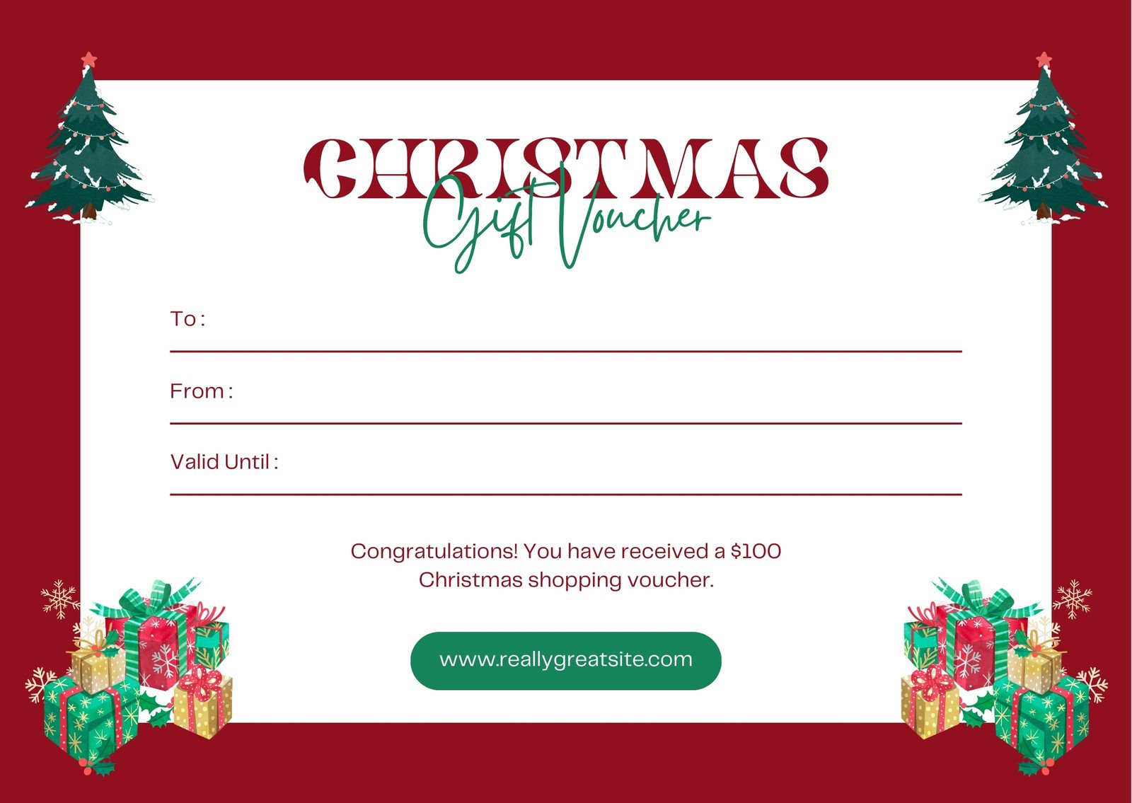 Free, Printable Custom Christmas Gift Certificate Templates | Canva for Free Templates For Christmas Gift Certificate