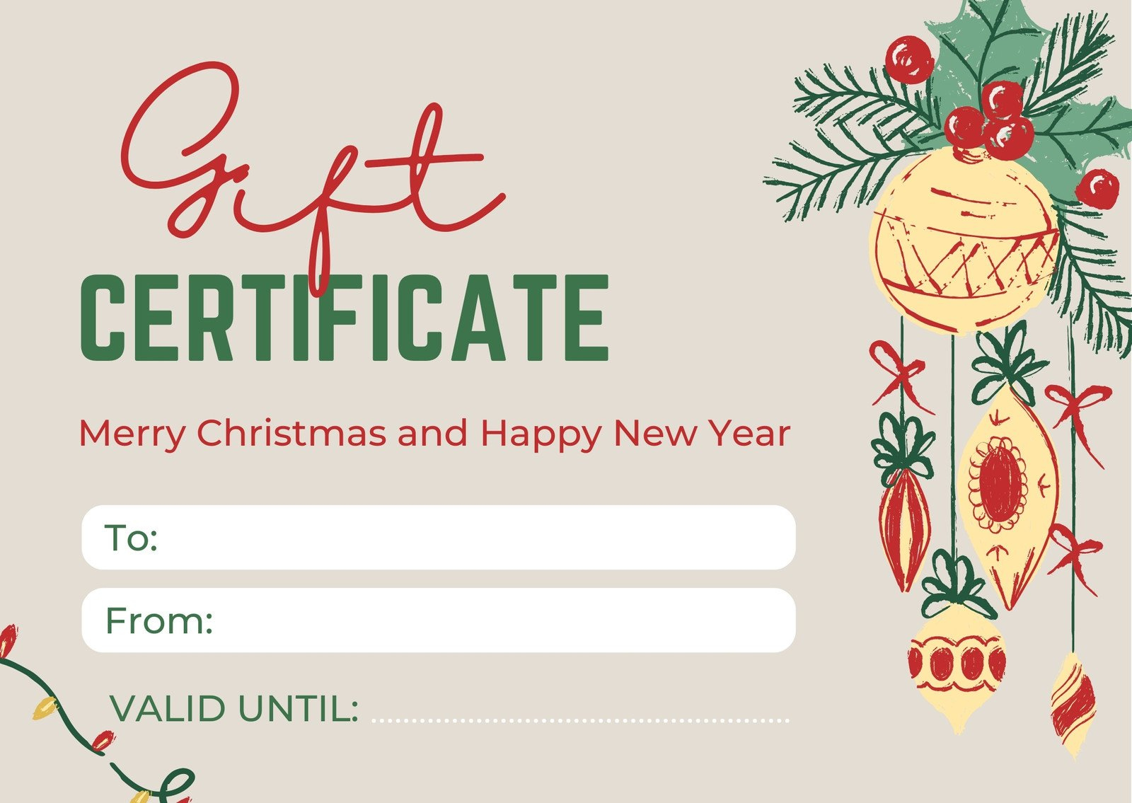 Free, Printable Custom Christmas Gift Certificate Templates | Canva regarding Christmas Gift Card Certificate Templates