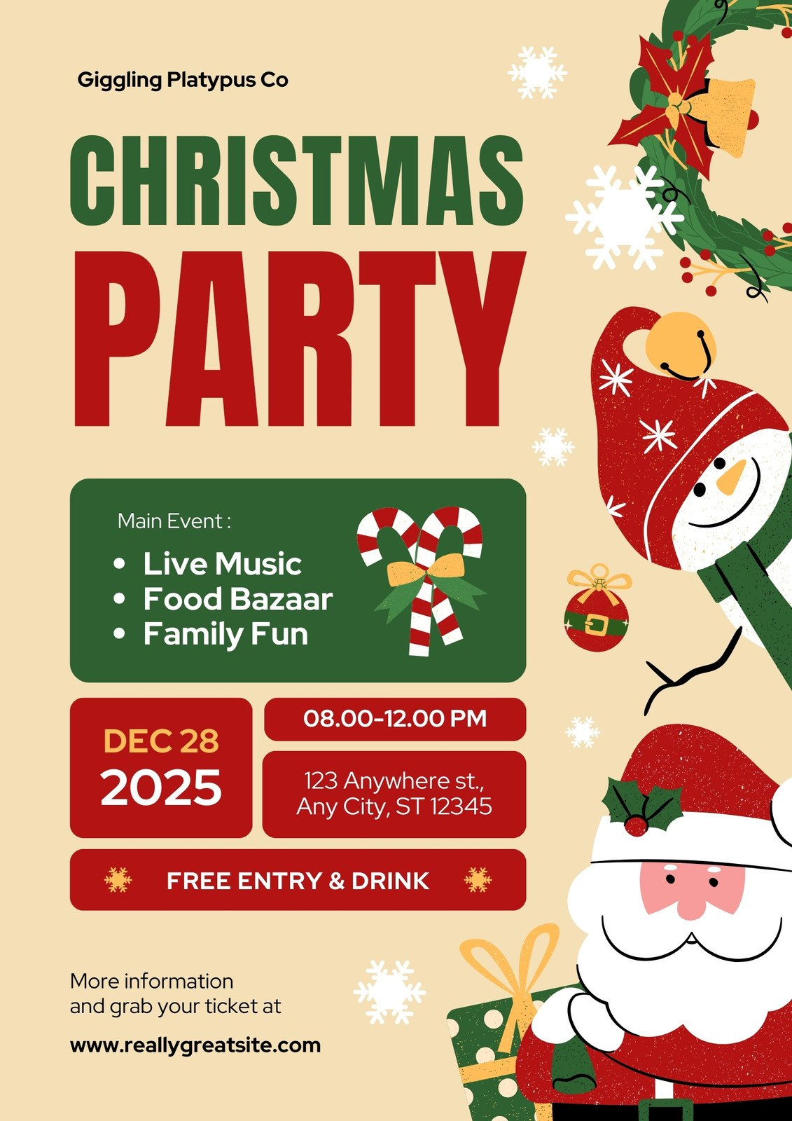 Free, Printable, Customizable Christmas Flyer Templates | Canva pertaining to Christmas Party Flyer Templates Free Download