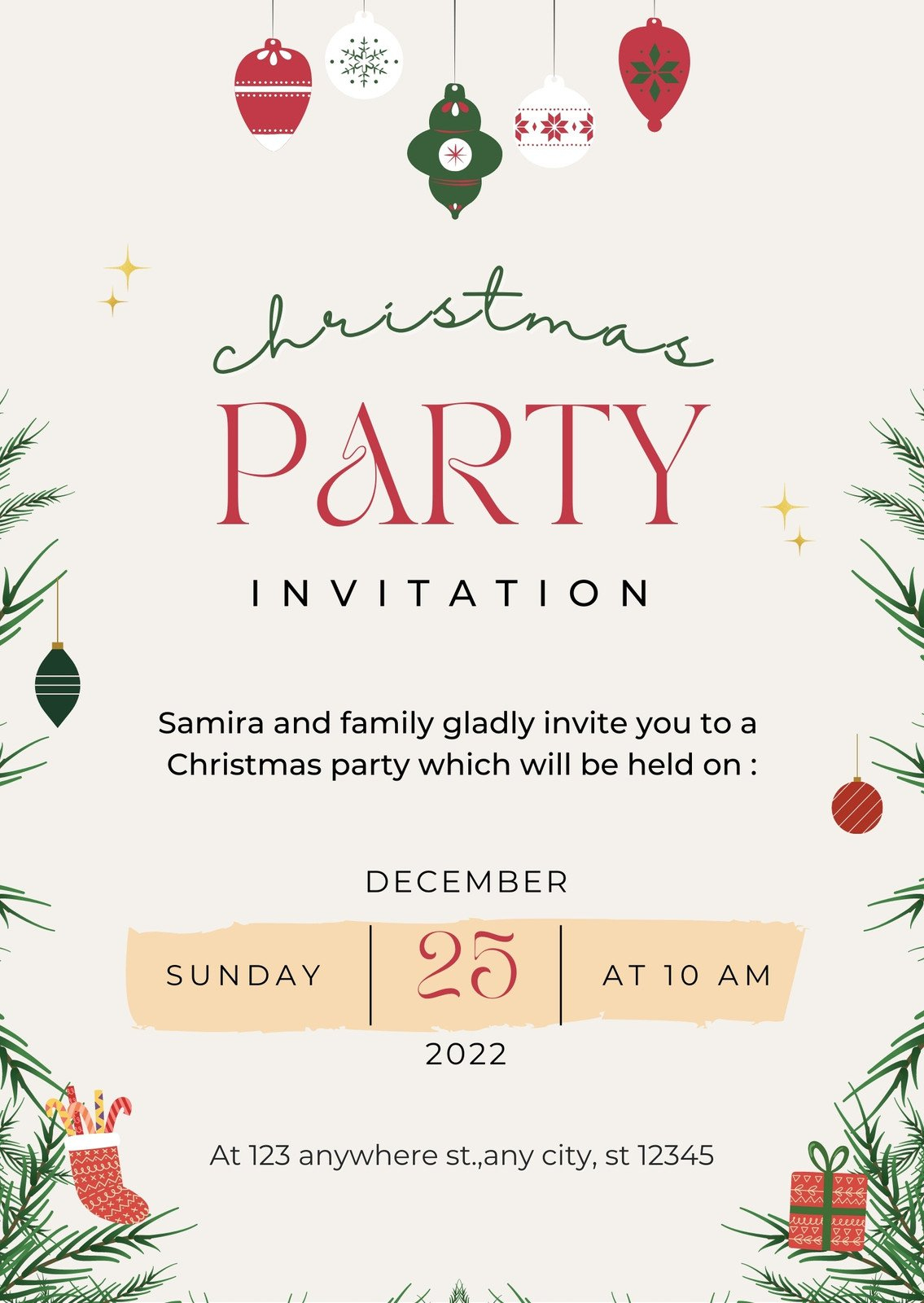 Free, Printable, Customizable Christmas Invitation Templates | Canva for Save The Date Christmas Party Templates Free