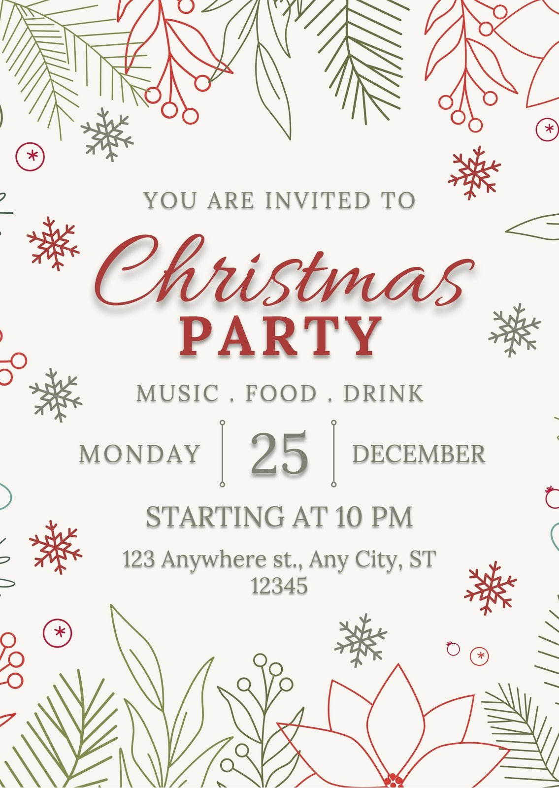 Free, Printable, Customizable Christmas Invitation Templates | Canva in Christmas Lunch Invite Templates