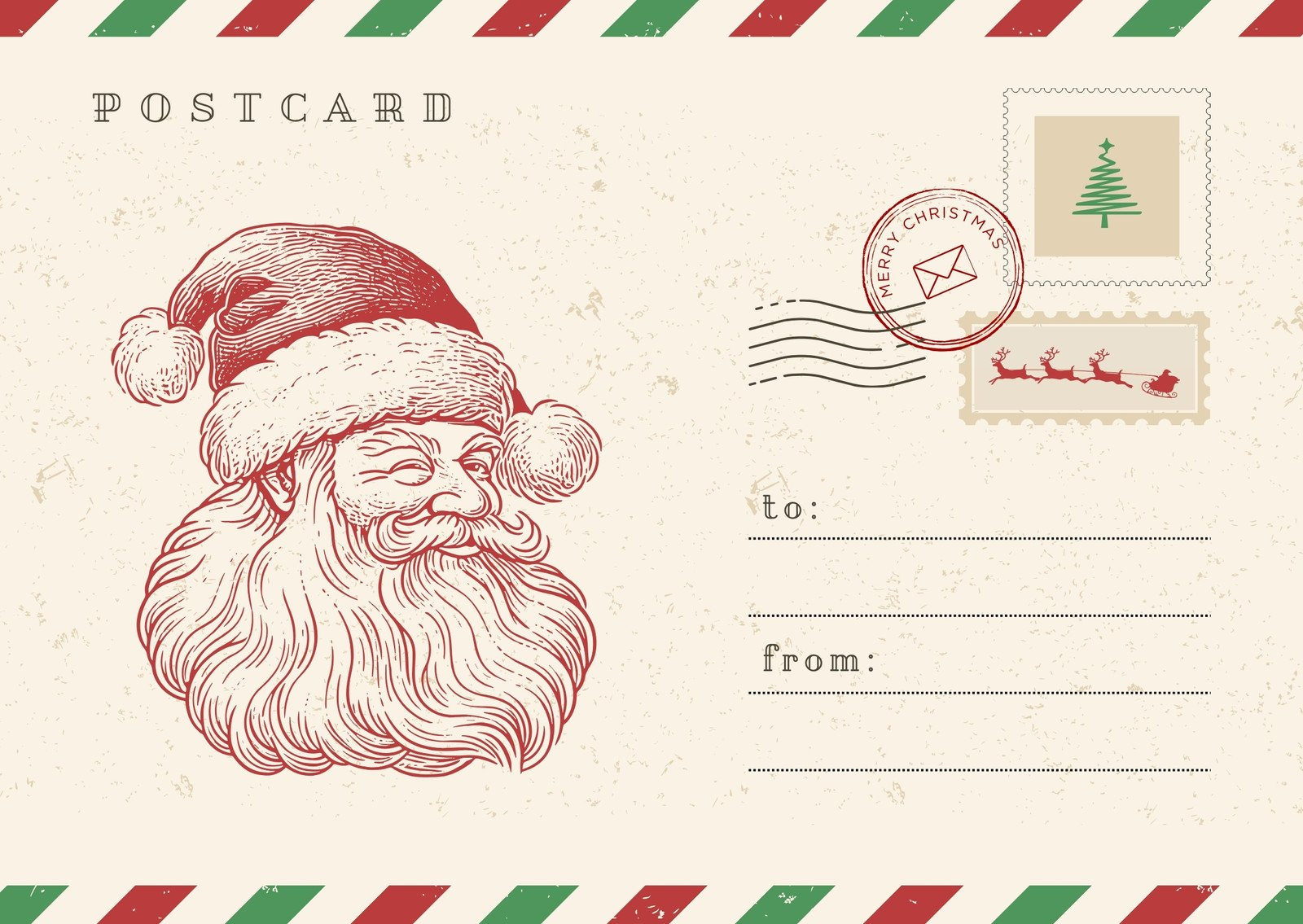 Free Printable, Customizable Christmas Postcard Templates | Canva intended for Christmas Postcards Templates