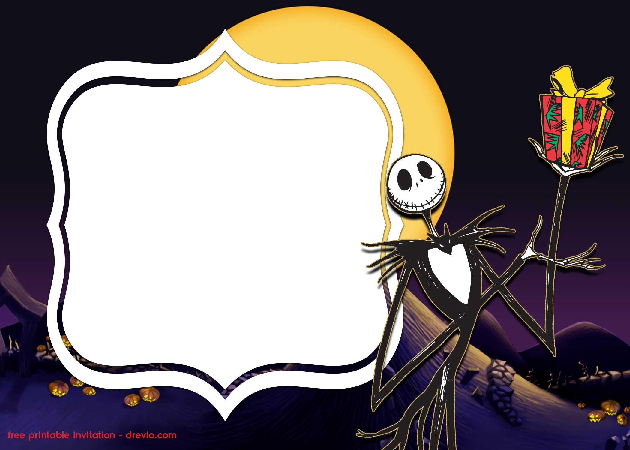 Free Printable Jack Skellington Invitation Templates with Nightmare Before Christmas Templates