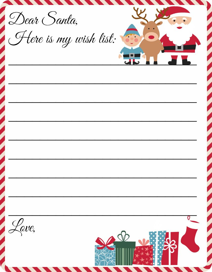 Free Printable Letter To Santa Template ~ Cute Christmas Wish List throughout Santa Christmas List Templates