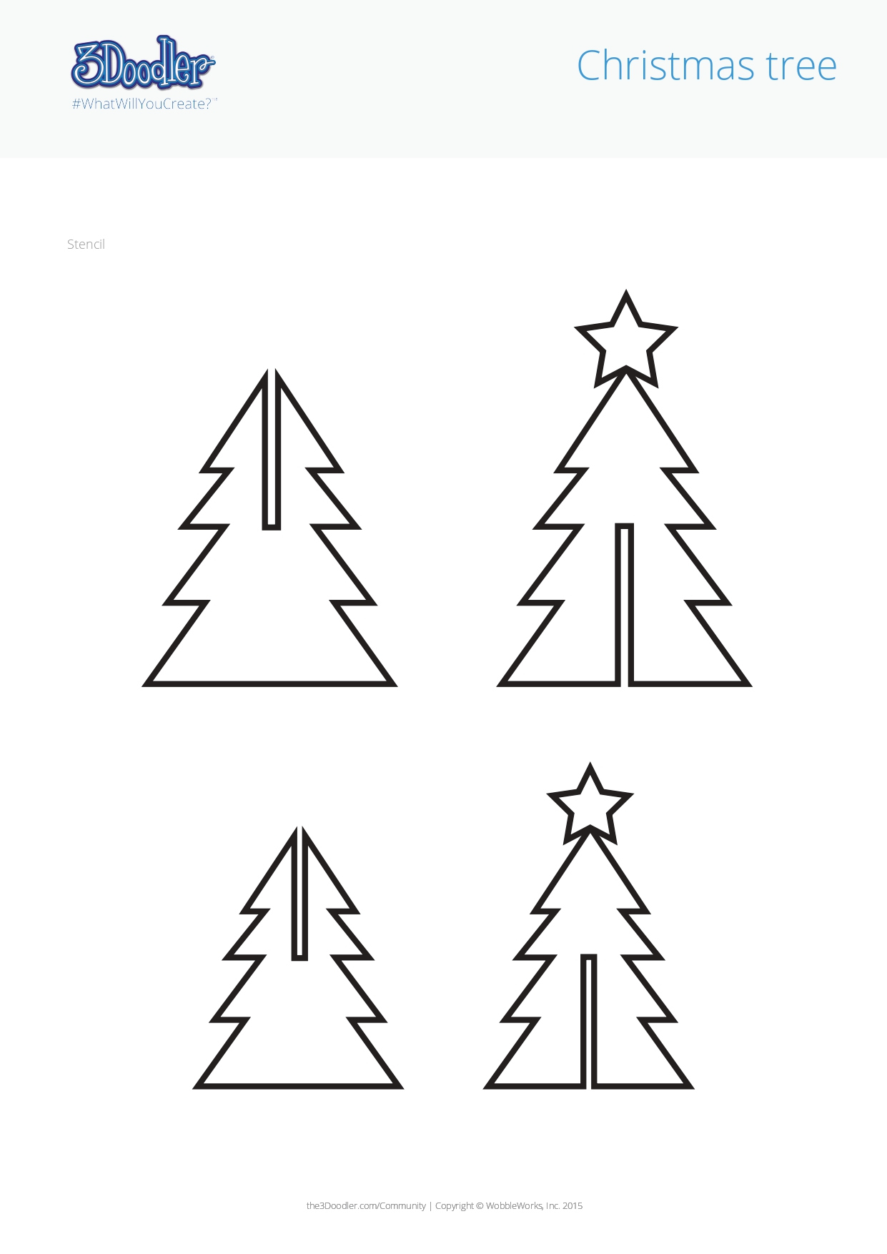 Holiday Christmas Tree 3D Pen Stencil - 3Doodler throughout Christmas Tree 3D Templates