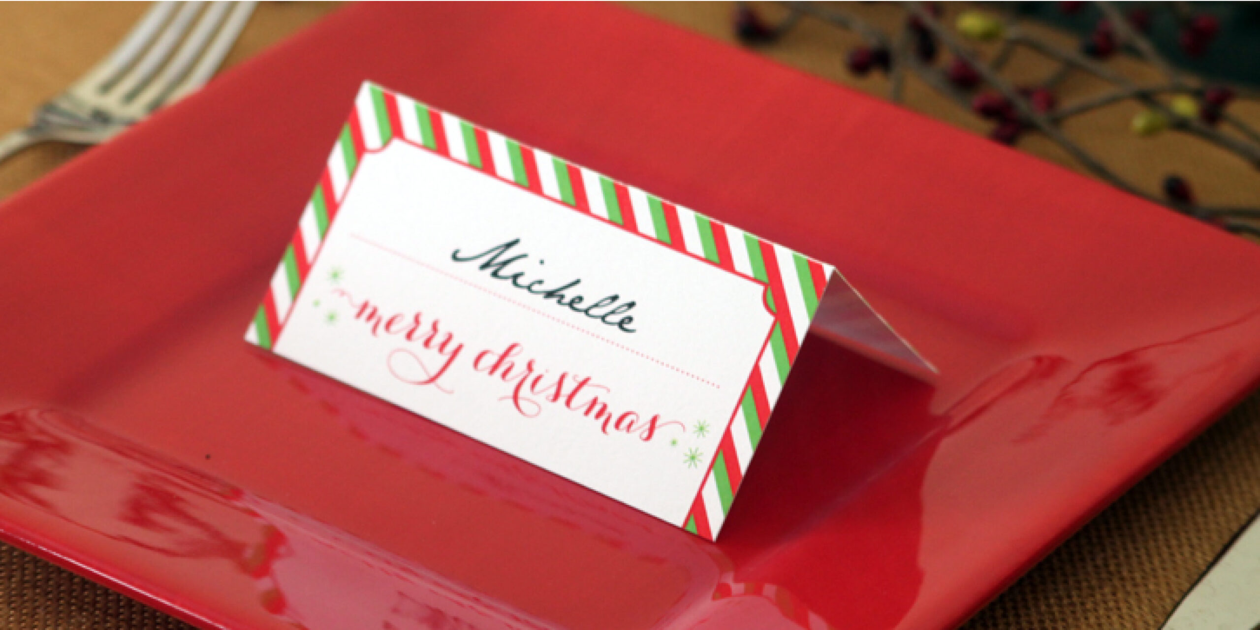 Holiday Place Card Diy Printable in Christmas Place Cards Templates