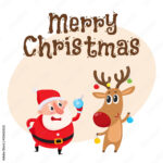 Merry Christmas Greeting Card Template With Funny Santa And Funny In Funny Christmas Card Templates